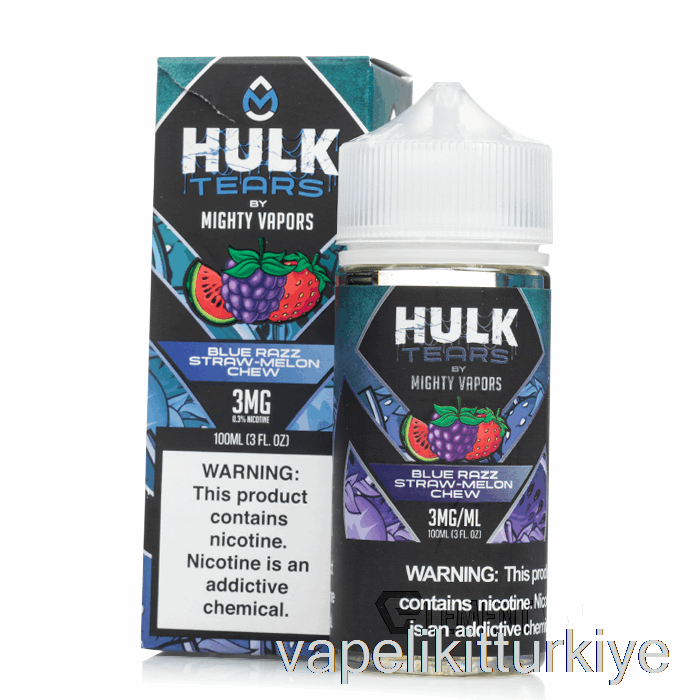 Vape Likit Blue Razz Saman Kavun çiğnemek - Hulk Gözyaşları - 100ml 6mg